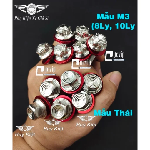 Ốc Salaya Inox 304 6Ly, 8Ly, 10Ly (M3) (THÁI) Tặng Kèm Lông Đền Nhôm Đỏ, Chiều Dài Đầy Đủ Các Size