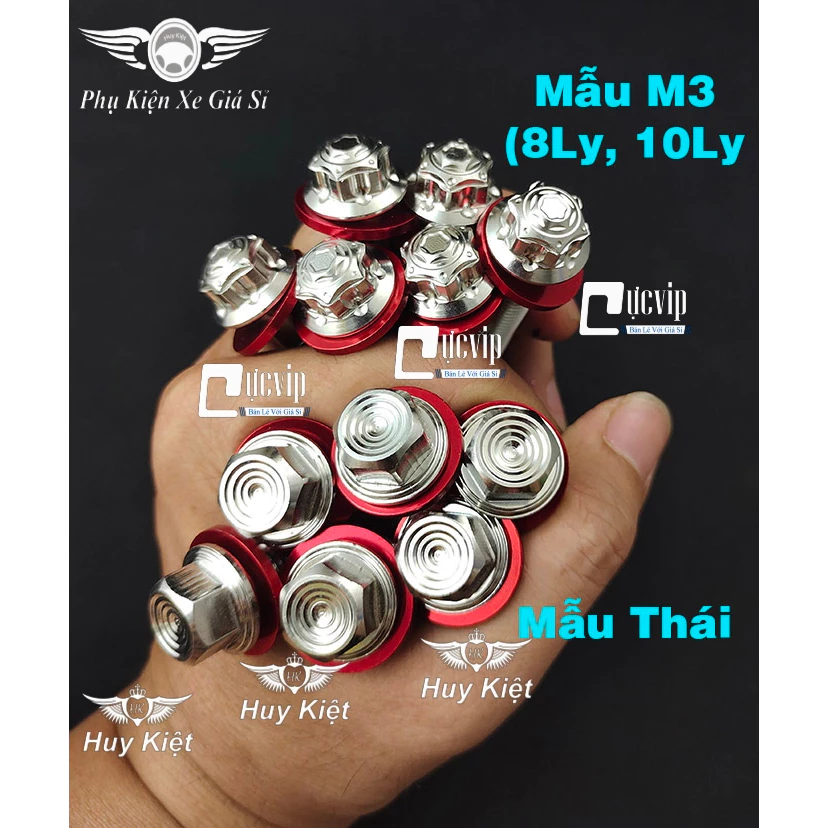 Ốc Salaya Inox 304 6Ly, 8Ly, 10Ly (M3) (THÁI) Tặng Kèm Lông Đền Nhôm Đỏ, Chiều Dài Đầy Đủ Các Size