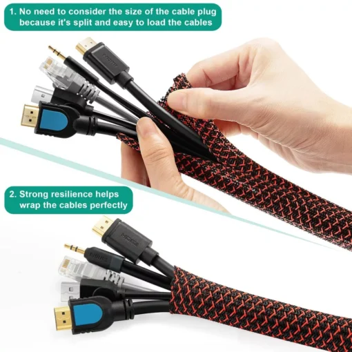 Ống PET Dây Gen Lưới Bọc Dây Điện Phi 4 - 10mm Màu Đen, Đỏ đen (Dây xác rắn) - Hình ảnh 7