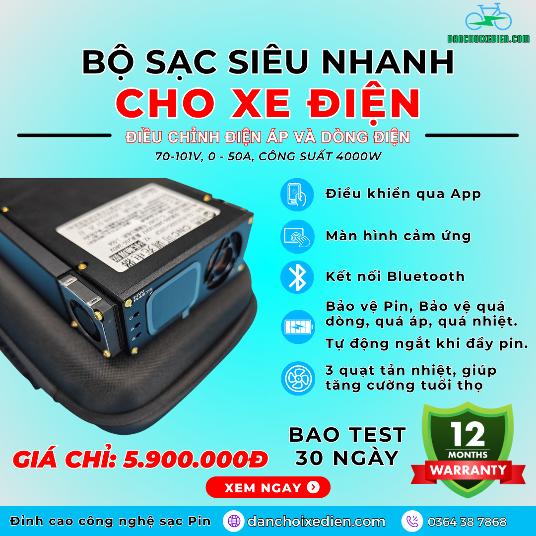Bộ sạc siêu nhanh thế hệ mới 4000W điều chỉnh dòng 50A và áp 70V -101V