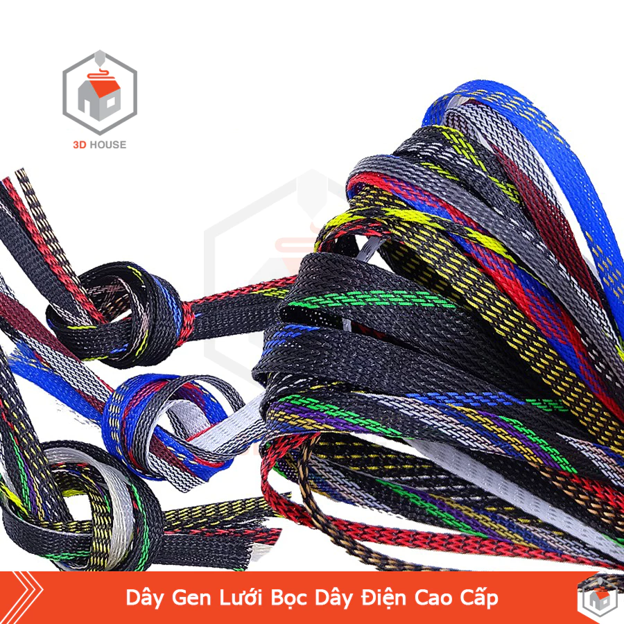 Ống PET Dây Gen Lưới Bọc Dây Điện Phi 4 - 10mm Màu Đen, Đỏ đen (Dây xác rắn)