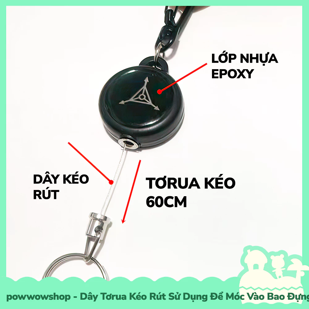 Móc Khoá Tơrua Dây Kéo Rút 60cm dùng để móc thẻ từ