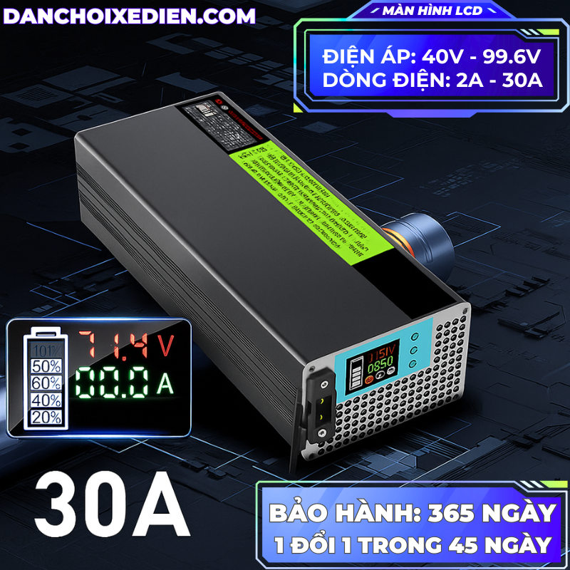 Bộ sạc nhanh 3000W điều chỉnh dòng 30A và áp 40V-99.6V