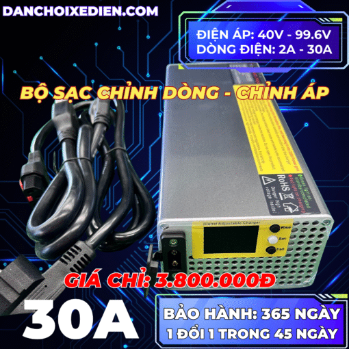 Bộ sạc chỉnh dòng 3000W điều chỉnh dòng 2A-30A và áp 40V-99.6V