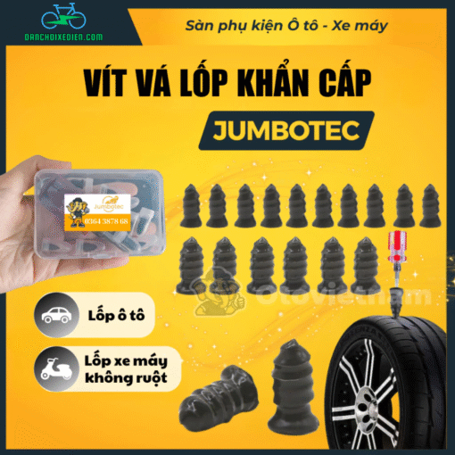 Vít Vá Lốp Khẩn Cấp Jumbotec: Vít Lõi Thép Bọc Cao Su - Vá Nhanh Ô Tô, Xe Máy - Không Cần Tháo Lốp