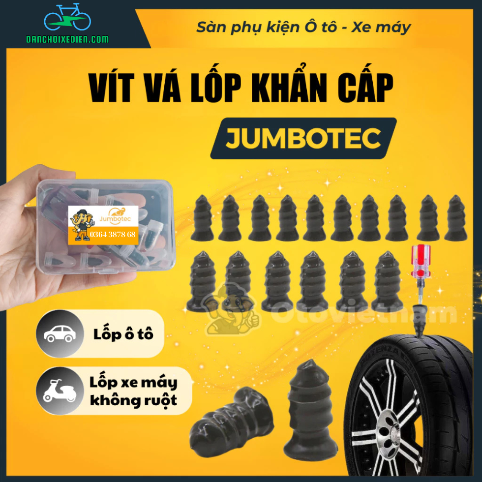 Vít Vá Lốp Khẩn Cấp Jumbotec: Vít Lõi Thép Bọc Cao Su - Vá Nhanh Ô Tô, Xe Máy - Không Cần Tháo Lốp