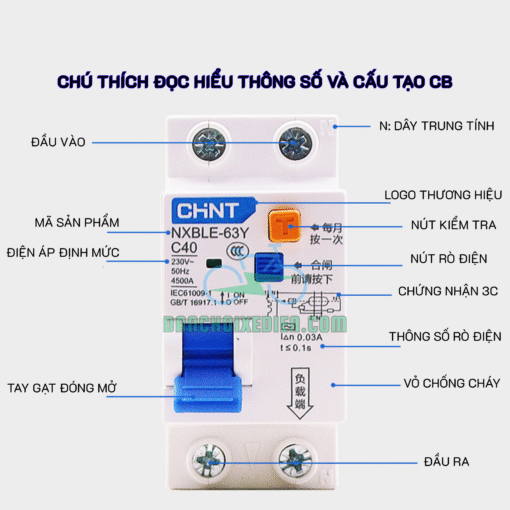 CB Chống Giật – Chống Chập – Chống Rò CHINT NXBLE-63Y - Ảnh 2
