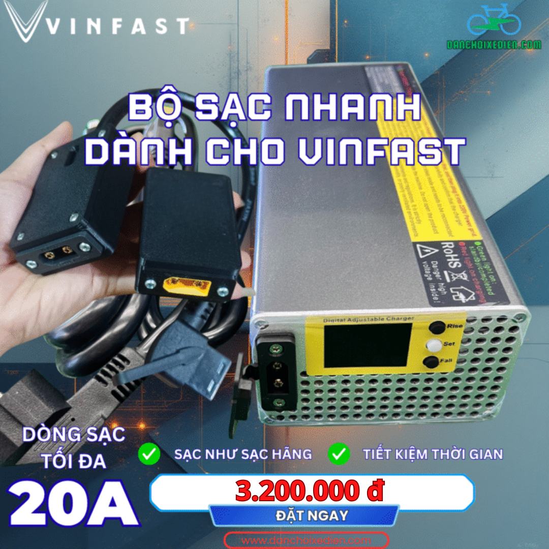 Bộ sạc chỉnh dòng 1800W 20A cho xe điện VINFAST sạc như Zin