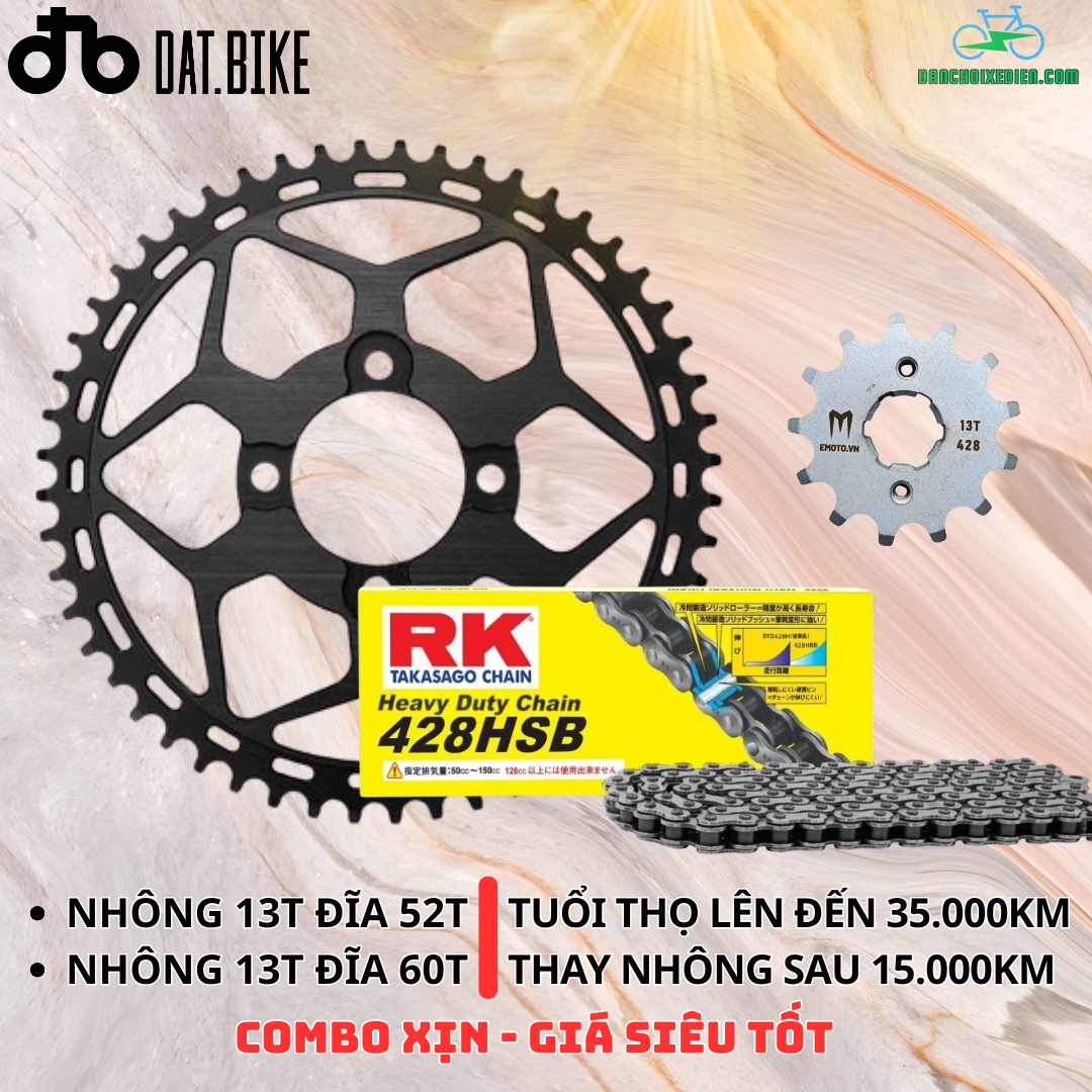 Combo Nhông Sên Đĩa Quantum (S0, S1, S2, S3) | Đĩa Nhôm CNC - Sên 428HSB Siêu Bền