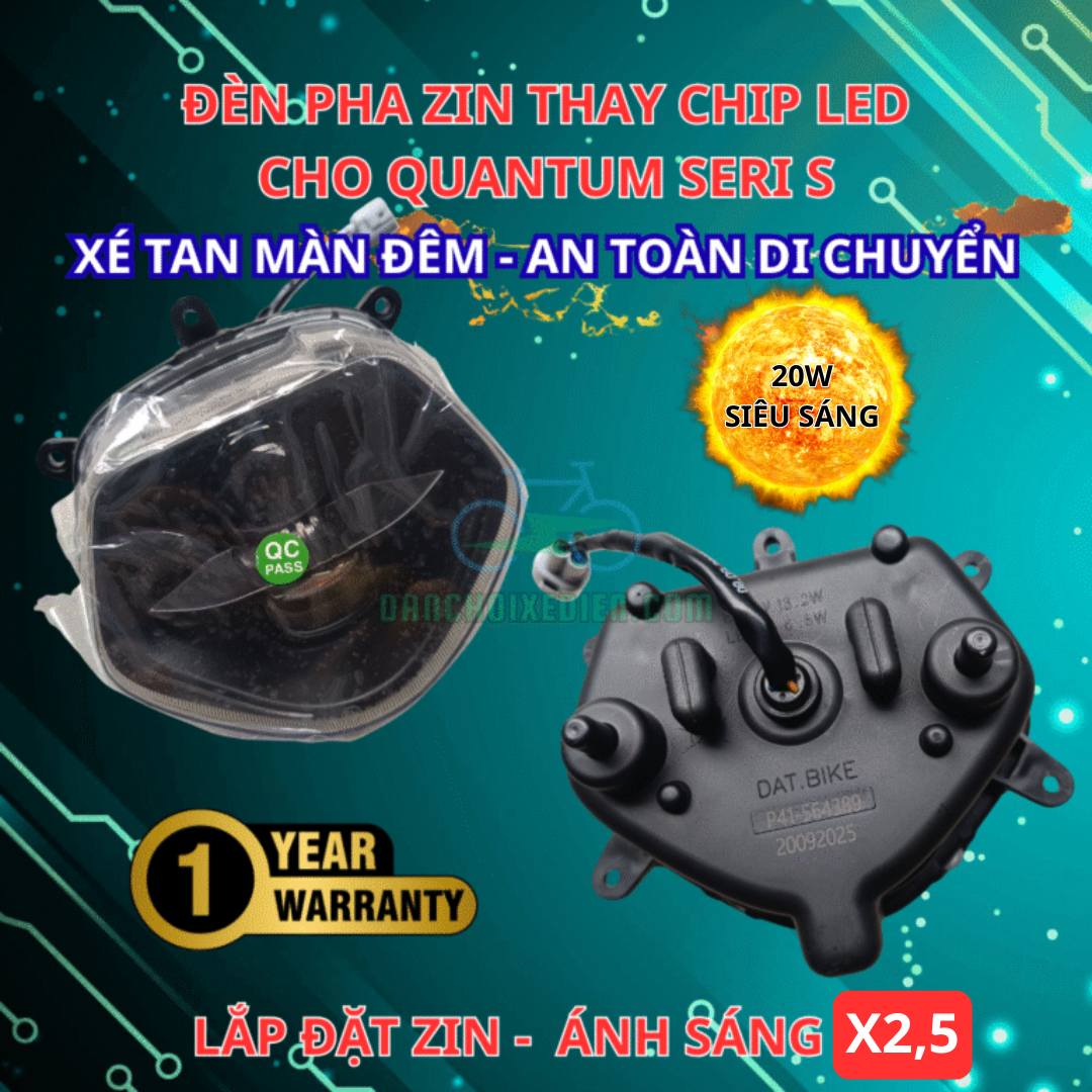 Đèn Pha Zin Thay Chip LED 20W Cho Quantum (S0-S3) | Sáng Gấp 2,5 Lần