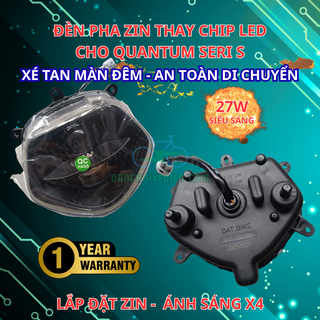 Đèn Pha Zin Thay Chip LED 27W Cho Quantum (S0-S3) | Sáng Gấp 4 Lần