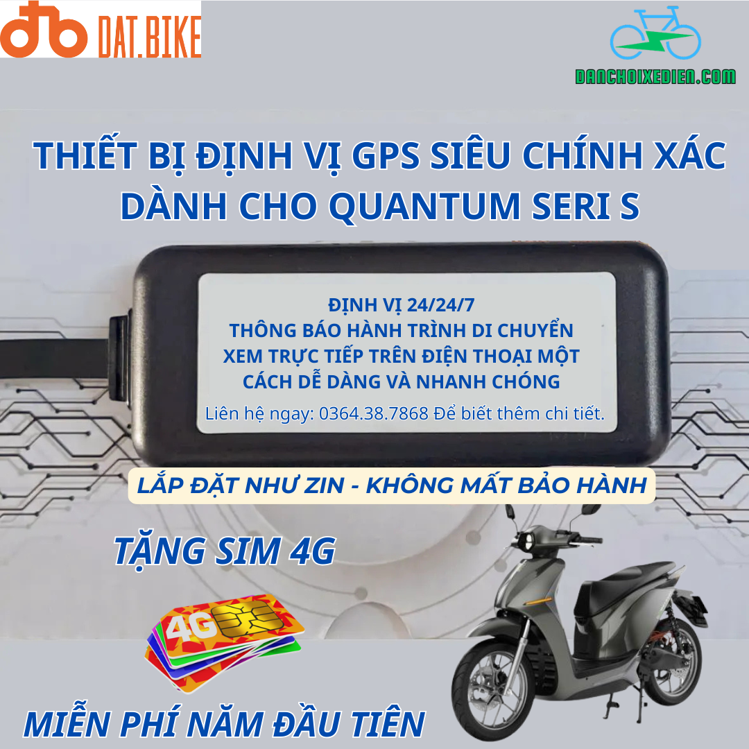 Thiết Bị Định Vị GPS 4G Siêu Chính Xác Cho Xe Máy Điện Quantum S – Giám Sát 24/7