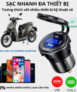 Sạc Nhanh Đa Thiết Bị Cho Xe Máy Điện – USB & Type-C PD 45W, Lắp Zin DatBike Quantum